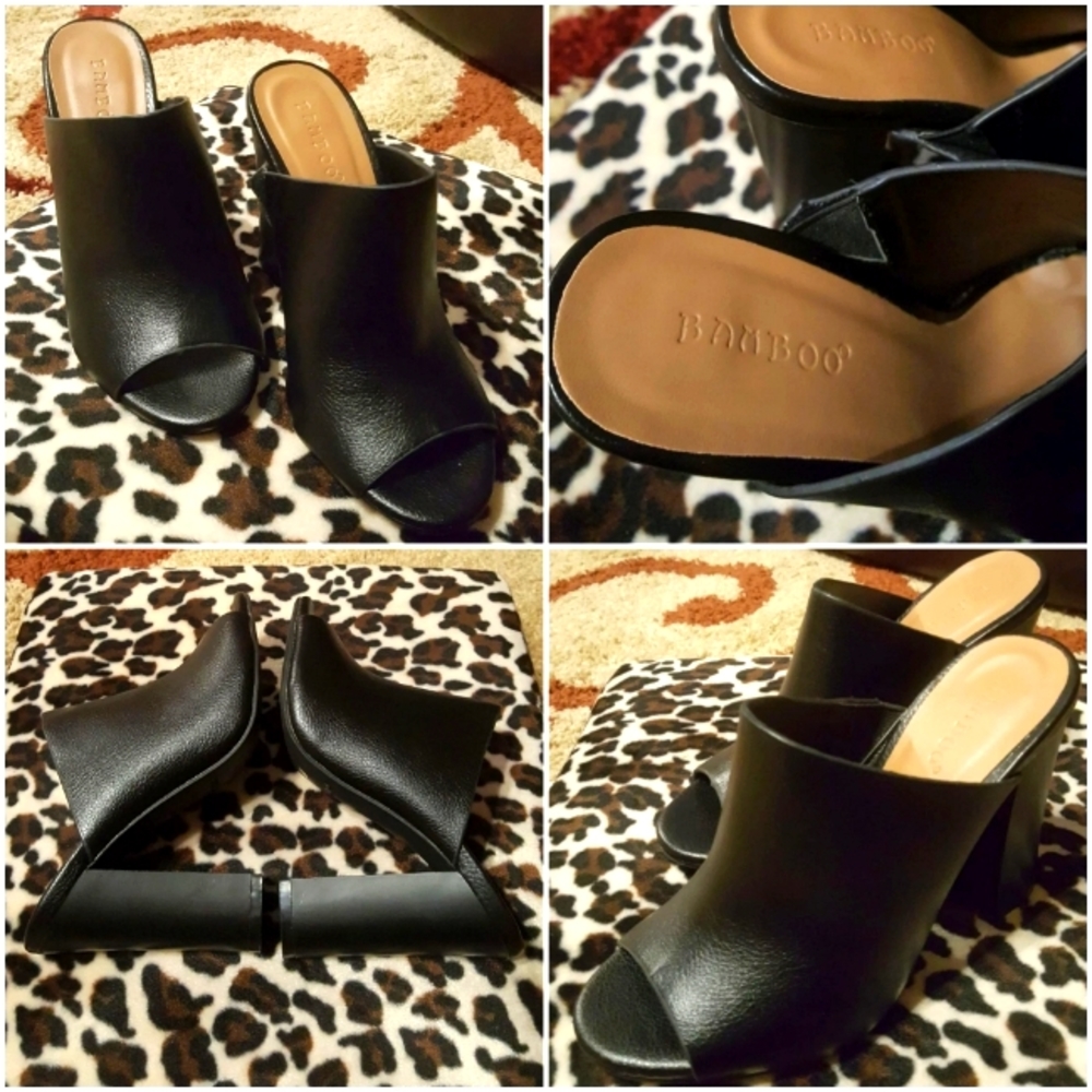 BAMBOO Peep Toe Slides/5.5
